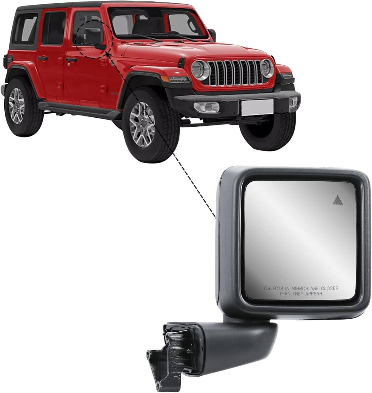 Solidspare Left & Right Side Rear Mirror w/Blind Spot For 2018-2025 Jeep Wrangler Gladiator