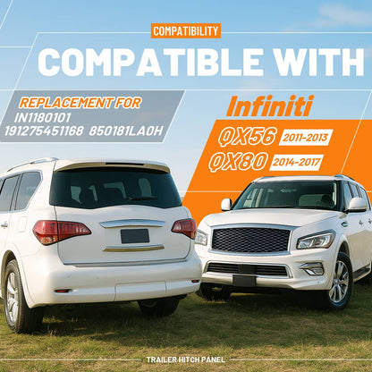 Solid Spare For Infiniti QX56 QX80 2011-17 Lower Bumper Filler Cover Trailer Tow Hitch Panel