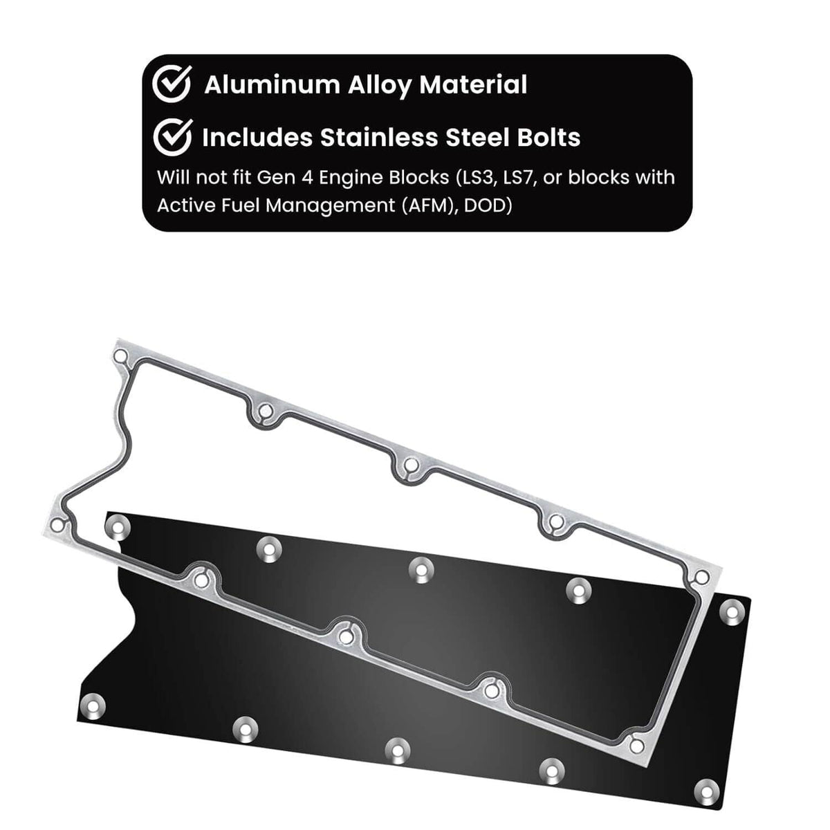 Solidspare Billet Knock Sensor Delete LS6 LSX & GASKET Plate For LS Gen 3 VALLEY PAN Cover