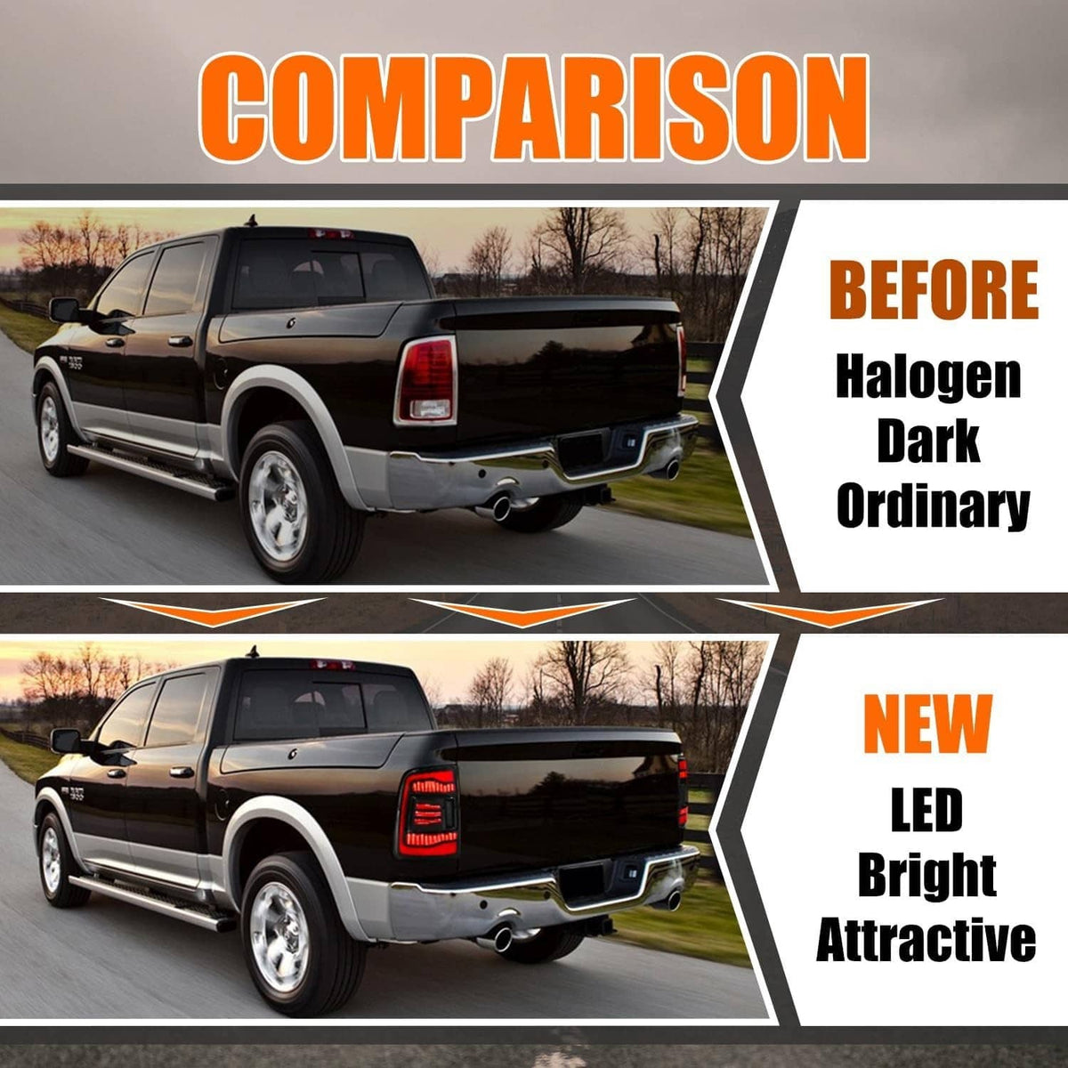 Solidspare Pair LED Tail Light For 2009-2018 Dodge Ram 1500 2500 3500 Rear Light Smoke Len