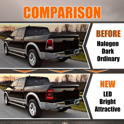 Solidspare Pair LED Tail Light For 2009-2018 Dodge Ram 1500 2500 3500 Rear Light Smoke Len