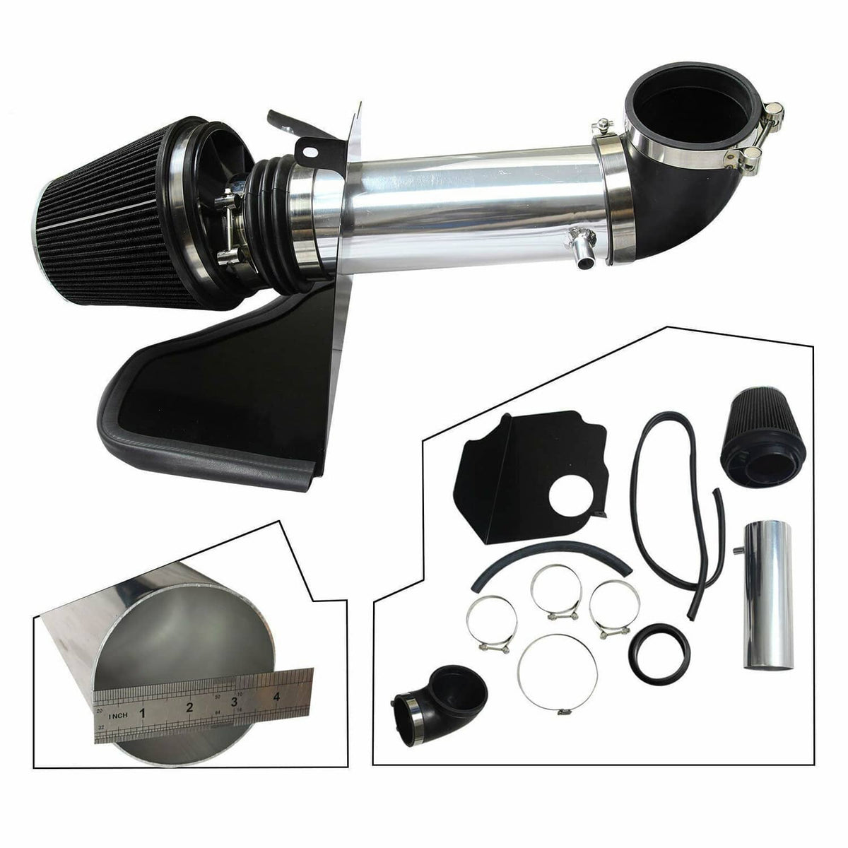 Solidspare Cold Air Intake Kit & Heat Shield for 2005-2010 Dodge Chrysler HEMI 5.7L 6.1L V8