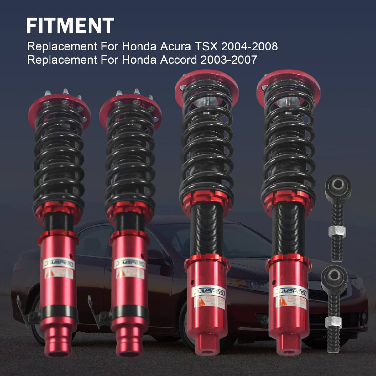 Solidspare Red Full Coilover Suspension Spring Struts Kit For 03-07 Accord 04-08 Acura TSX