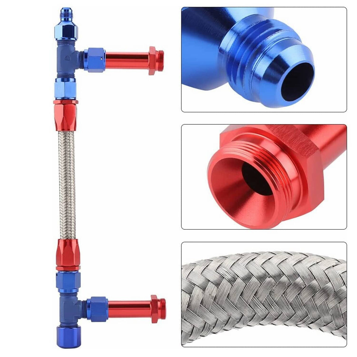 Solidspare New Braided Dual Feed Carb Fuel Line Fitting 8AN For Holley 4150 Carburetor AN8