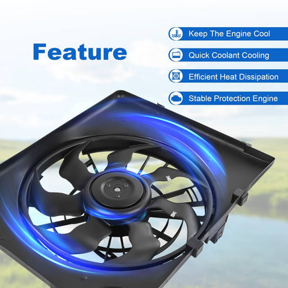 Solidspare Radiator Condenser Cooling Fan Assembly Fit for Hyundai Sonata 2011 2012 2.4L