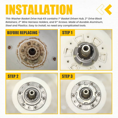 Solidspare W10324651 Washer Basket Drive Hub Kit Replacement fit for Whirlpool Maytag Amana