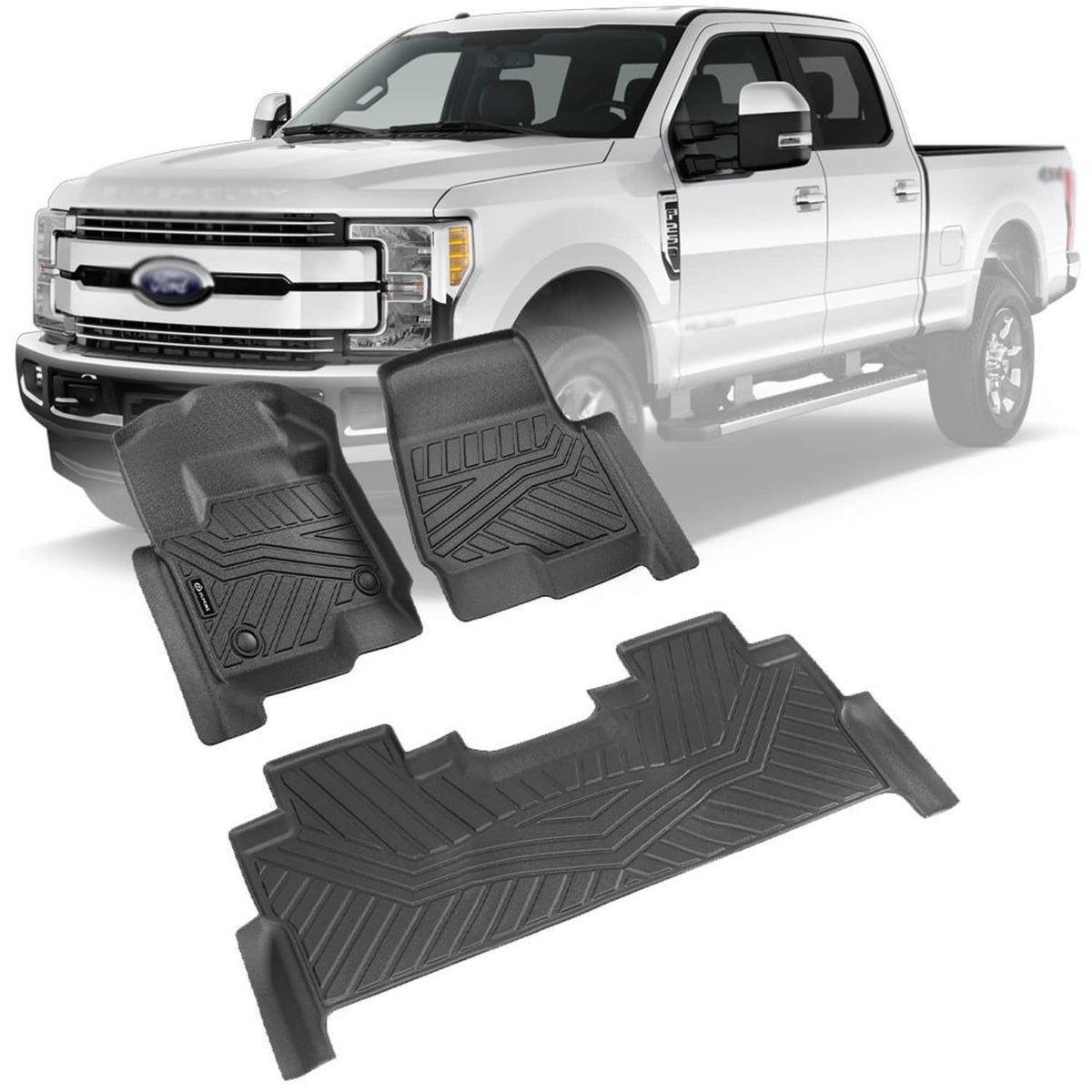 Solidspare TPE Floor Mats For 2017-2026 Ford F250 F350 F450 F550 Super Duty Crew Cab Only