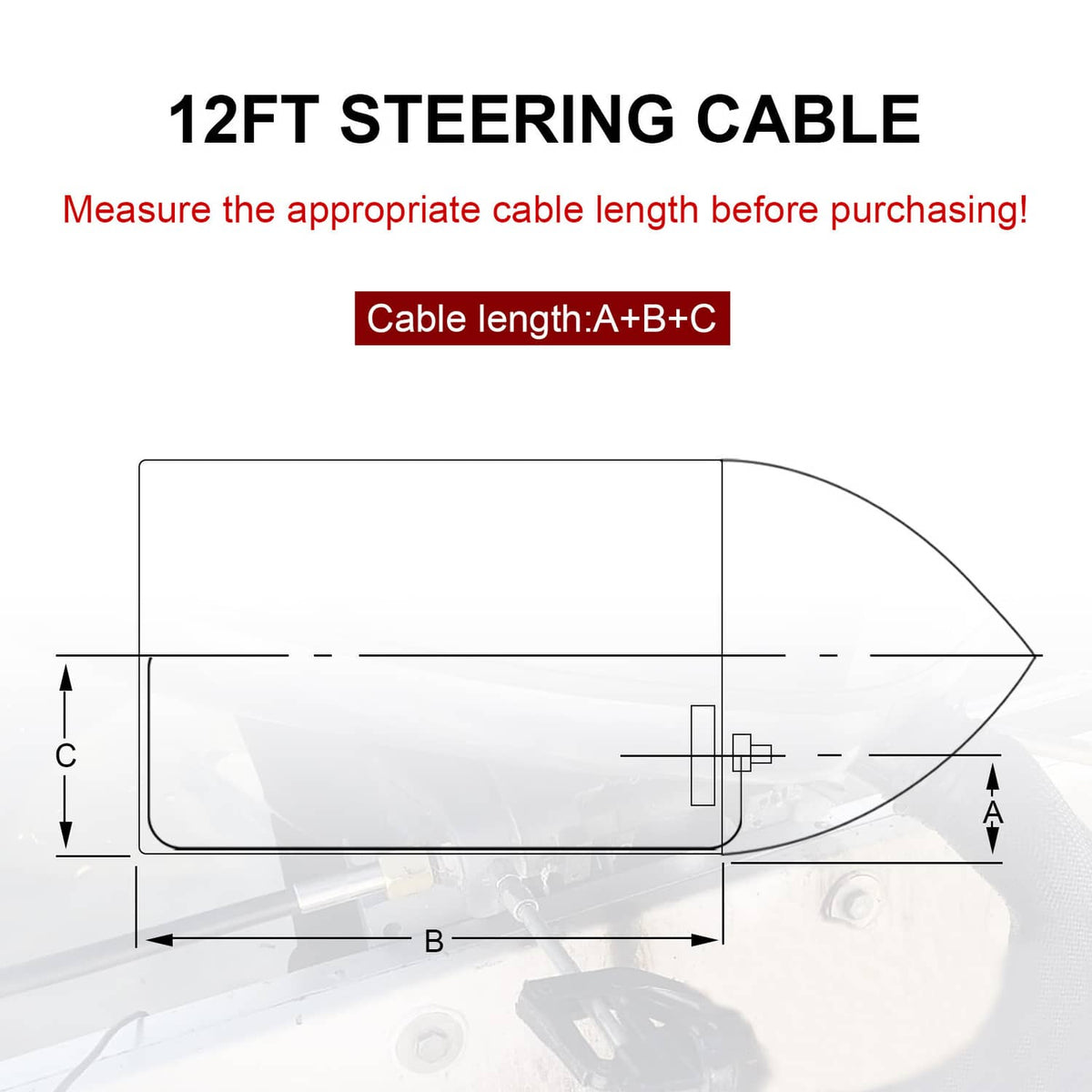 Solidspare 12 Ft Feet Boat Rotary Steering System w/ Wheel Kit For Outboard Marine SS13712