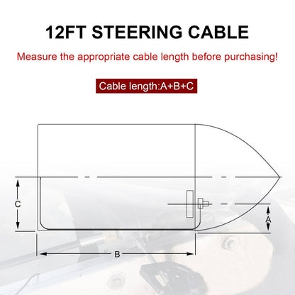 Solidspare 12 Ft Feet Boat Rotary Steering System w/ Wheel Kit For Outboard Marine SS13712