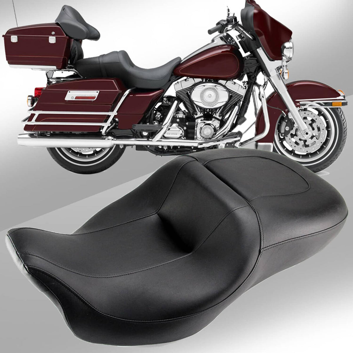 Solidspare Rider & Driver Passenger Seat 2Up For 2008-Up Harley Electra Glide Ultra Limited