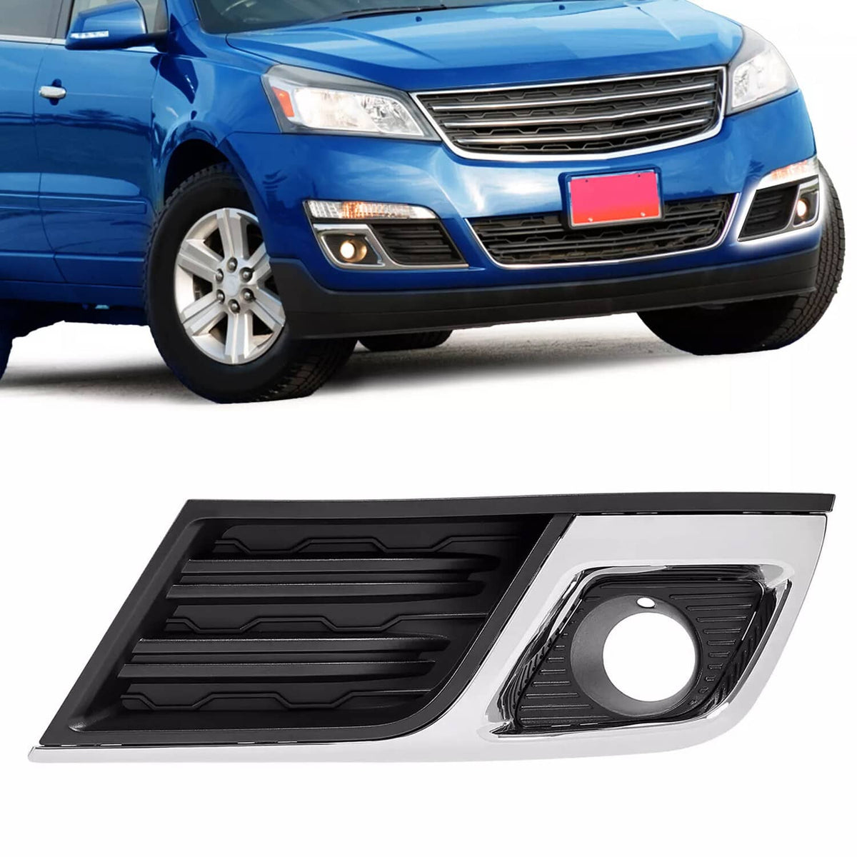 Solid Spare Fog Light Bezel Cover Trim Front Left Black Chrome For Chevy Traverse 2013-2017