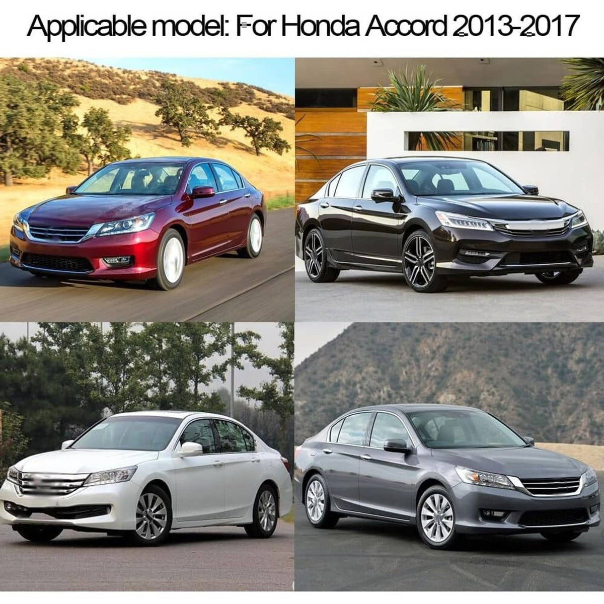 Solidspare Black Window Visor Vent Rain Guards For 2013-2017 Honda Accord Sedan 4 Door