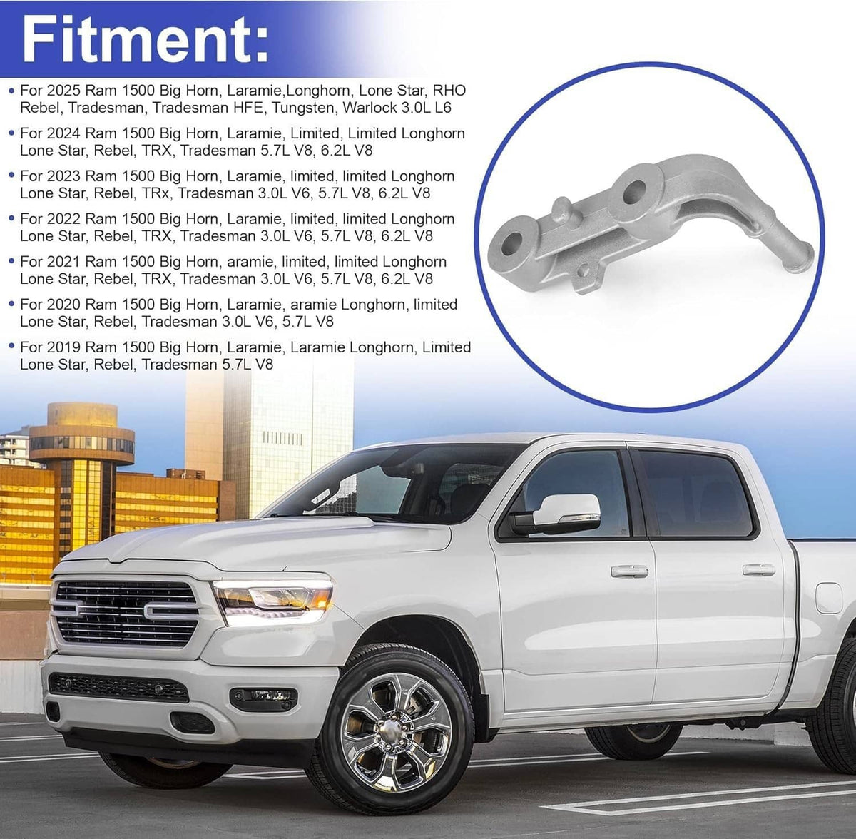 Solidspare Rear Right Exhaust Components-Tailpipe Bracket For 2019-24 Ram 1500 5.7/6.2L V8