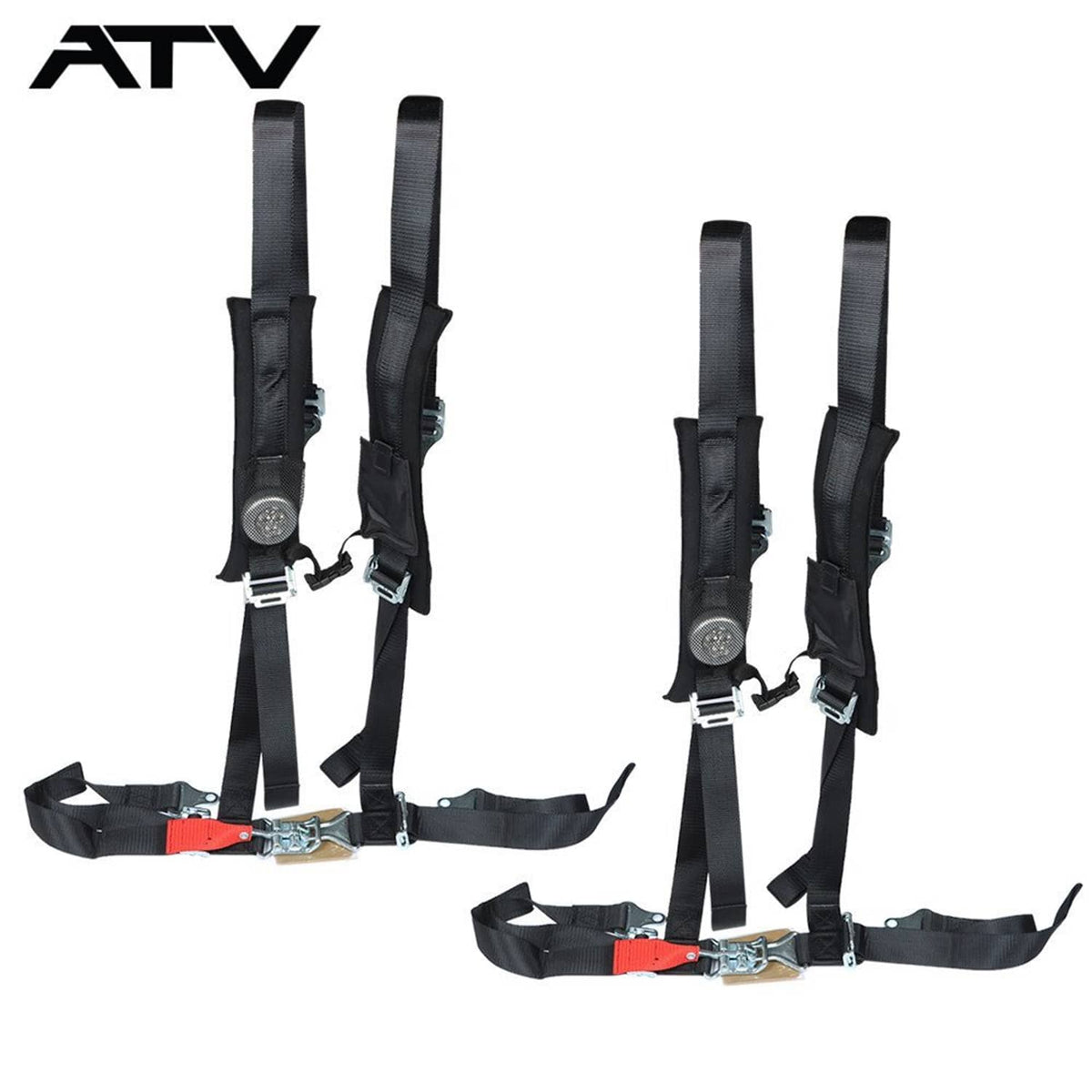 Solidspare Black Seat Belt Harness Pair Of 4 Point 2" Padded For Polaris RZR XP S 4 1000