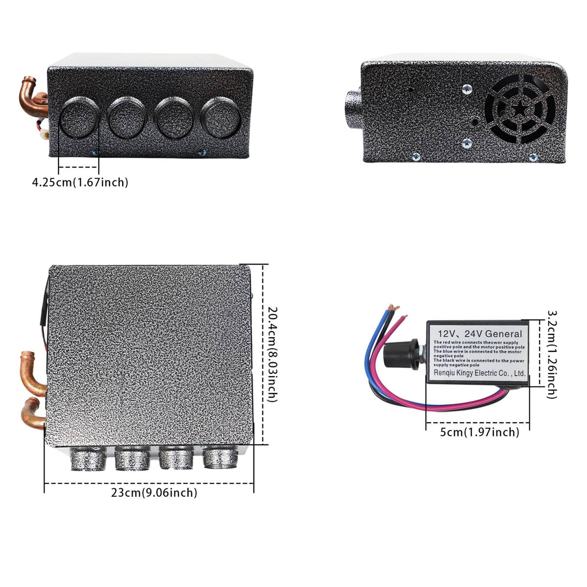 Solidspare Universal 12 VOLT Underdash Heater Heat w/ Speed Switch for Car or Truck 4 port