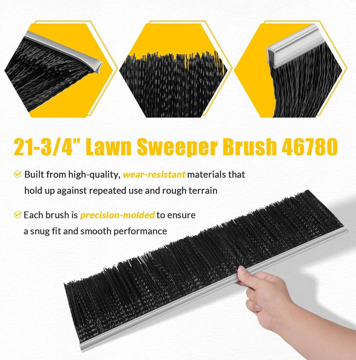 Solidspare 46780 Lawn Sweeper Brush 21” for Agri-Fab 42” Tow Behind Lawn & Leaf Sweeper 4Pc