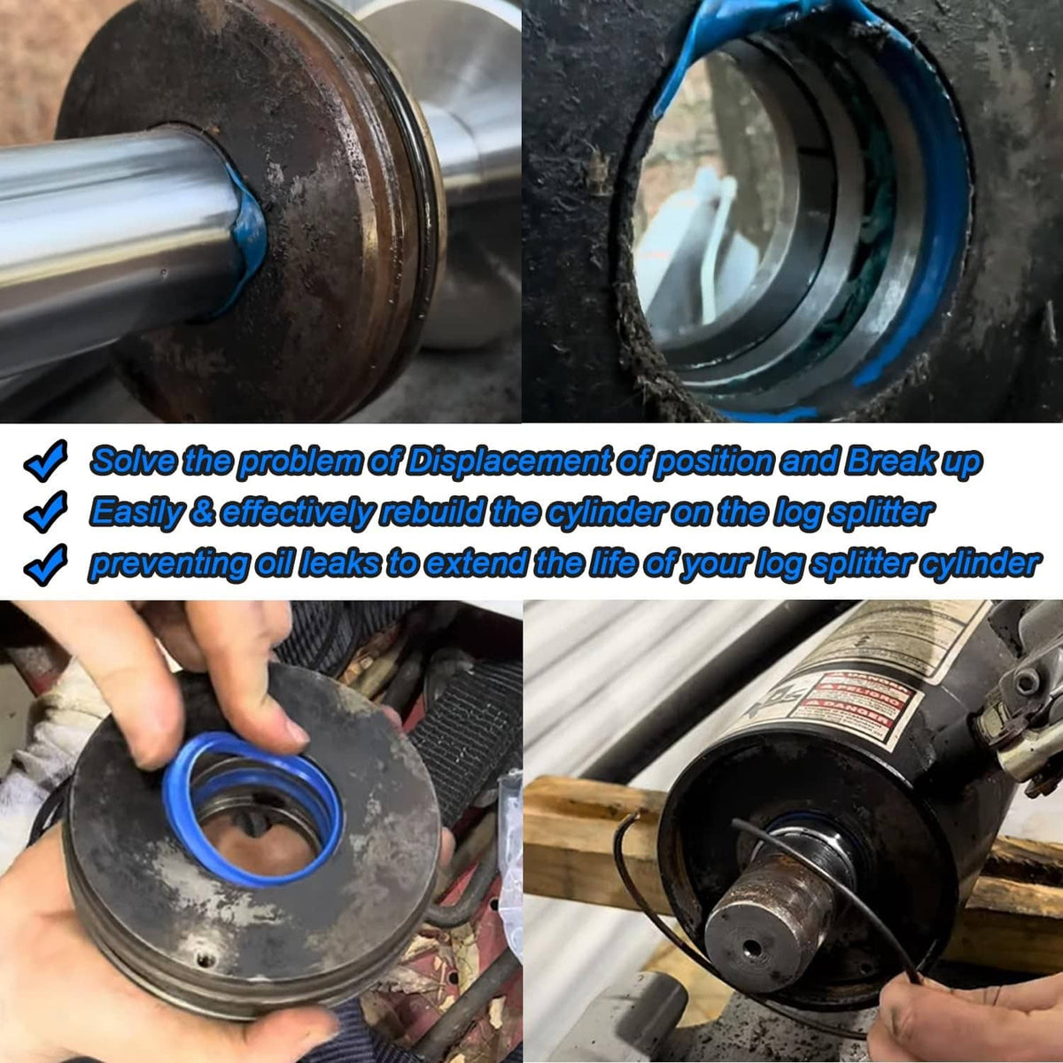 Solid Spare 4.0" Bore x 1.75" Rod Cylinder Hydraulic Log Splitter Cylinder Rebuild Seal Kit