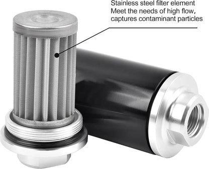 Solidspare 30 Micron Inline Fuel/Petrol Filter & Bracket Billet Aluminum AN6/AN8/AN10