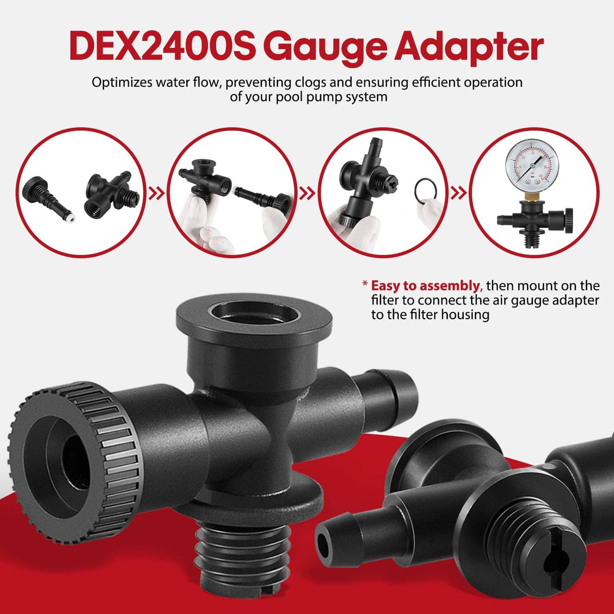 Solid Spare For Hayward DEX2400S Pool/Spa Filter Air Relief Valve Gauge Assembly ECX270861