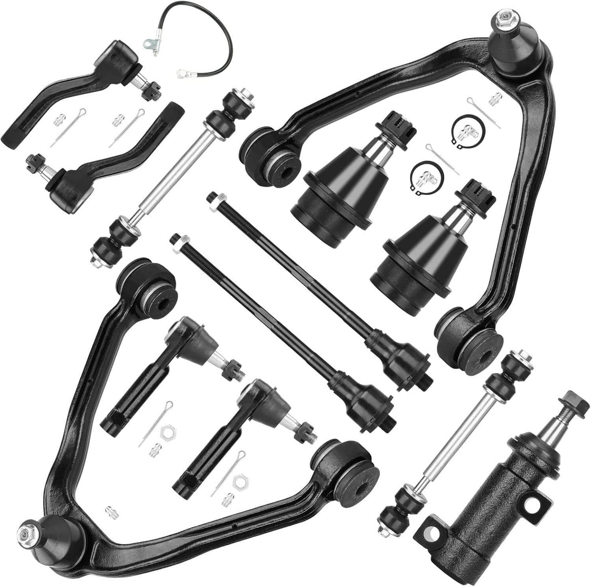 Solidspare 13Pcs Front Upper Control Arms Tie Rods Idler Arm Kit For Chevy Silverado 1500