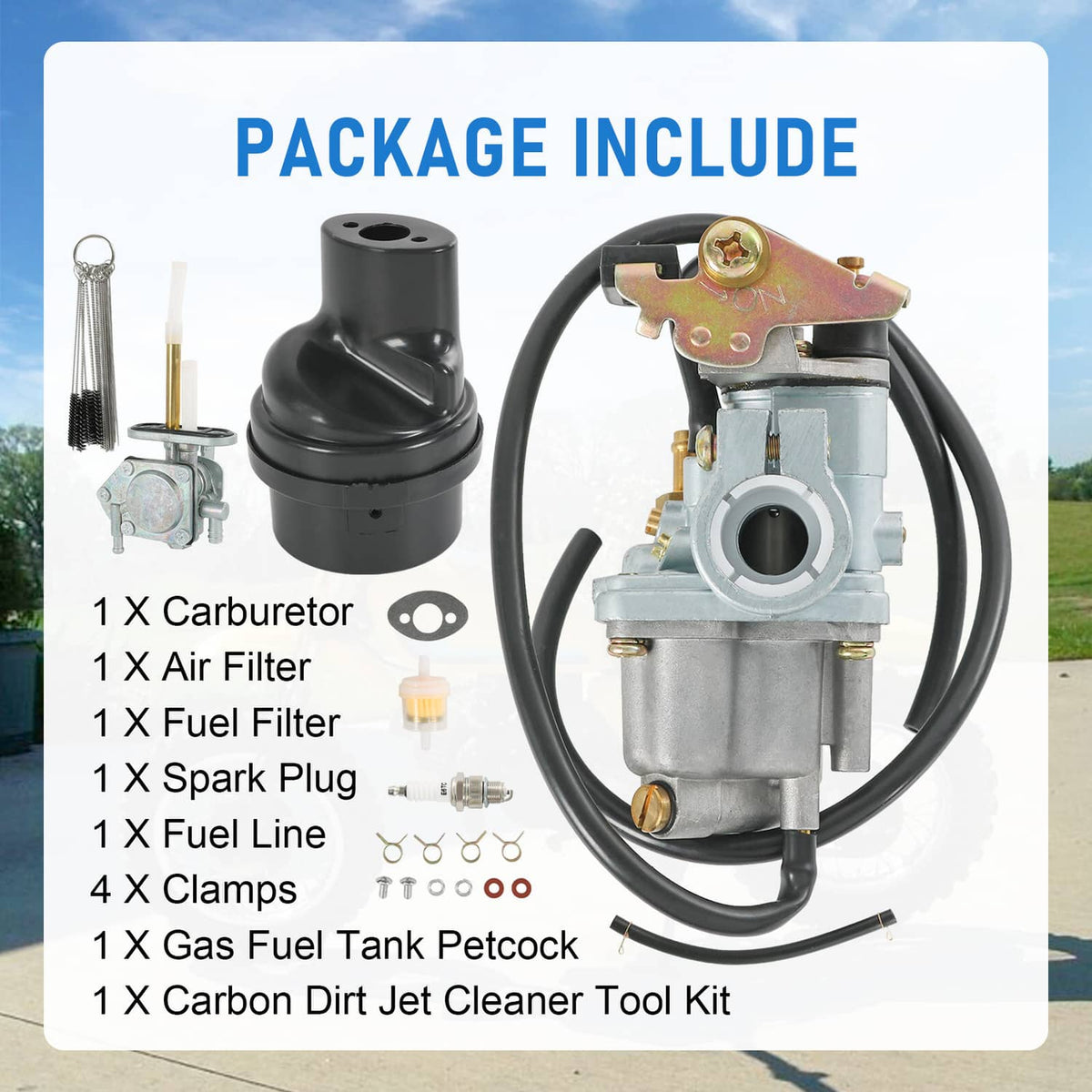 Solidspare Carburetor Air Fuel Filter Set for Suzuki LT 50 LT50 LT-A50 2002 2003 2004 2005