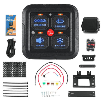 Solidspare 4 Gang ON/OFF Switch Panel Circuit Control Box LED Light Bar Marine Boat Car 12V
