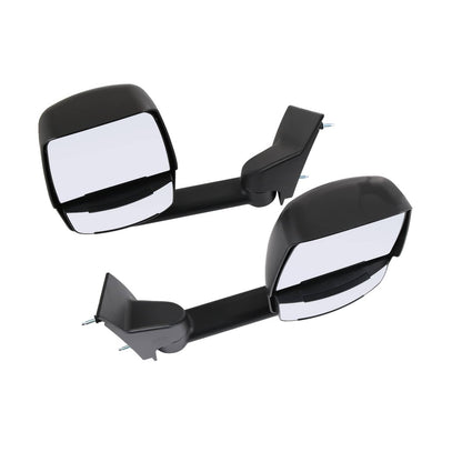 Solidspare LH + RH Pair Manual Tow Mirrors For 2003-2017 Chevy Express Savana Van Smooth
