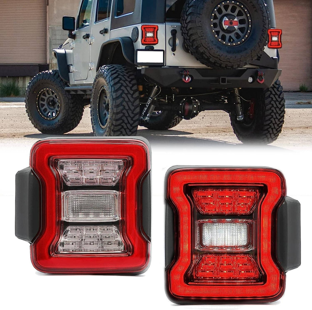 Solidspare Rear Brake Turn Signal Lamps LED Tail Lights For Jeep Wrangler JK JKU 2007-2018