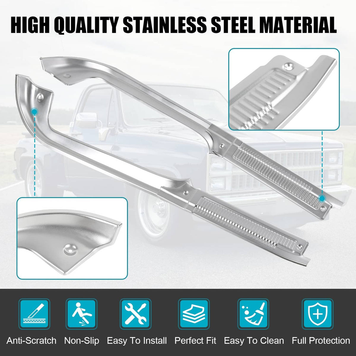 Solidspare Door Sill Protector Kit For 1978–1991 Chevy GMC C/K R/V Series Pickup Aluminum