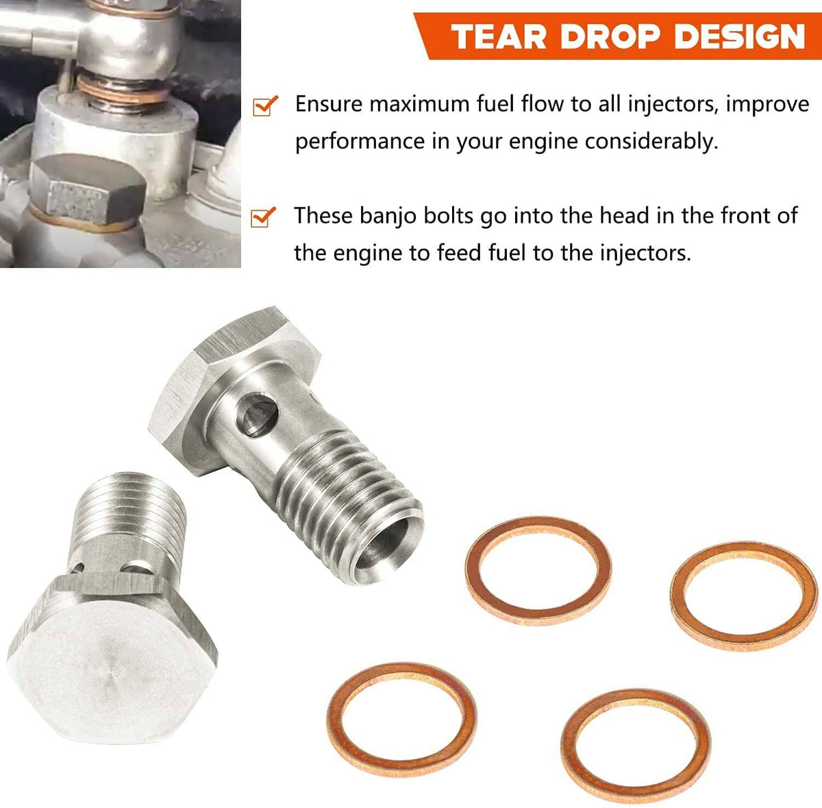 Solid Spare Fuel Banjo Bolt Ultra High Flow Upgrade Kit for Ford 6.0L & 6.4L Powerstroke