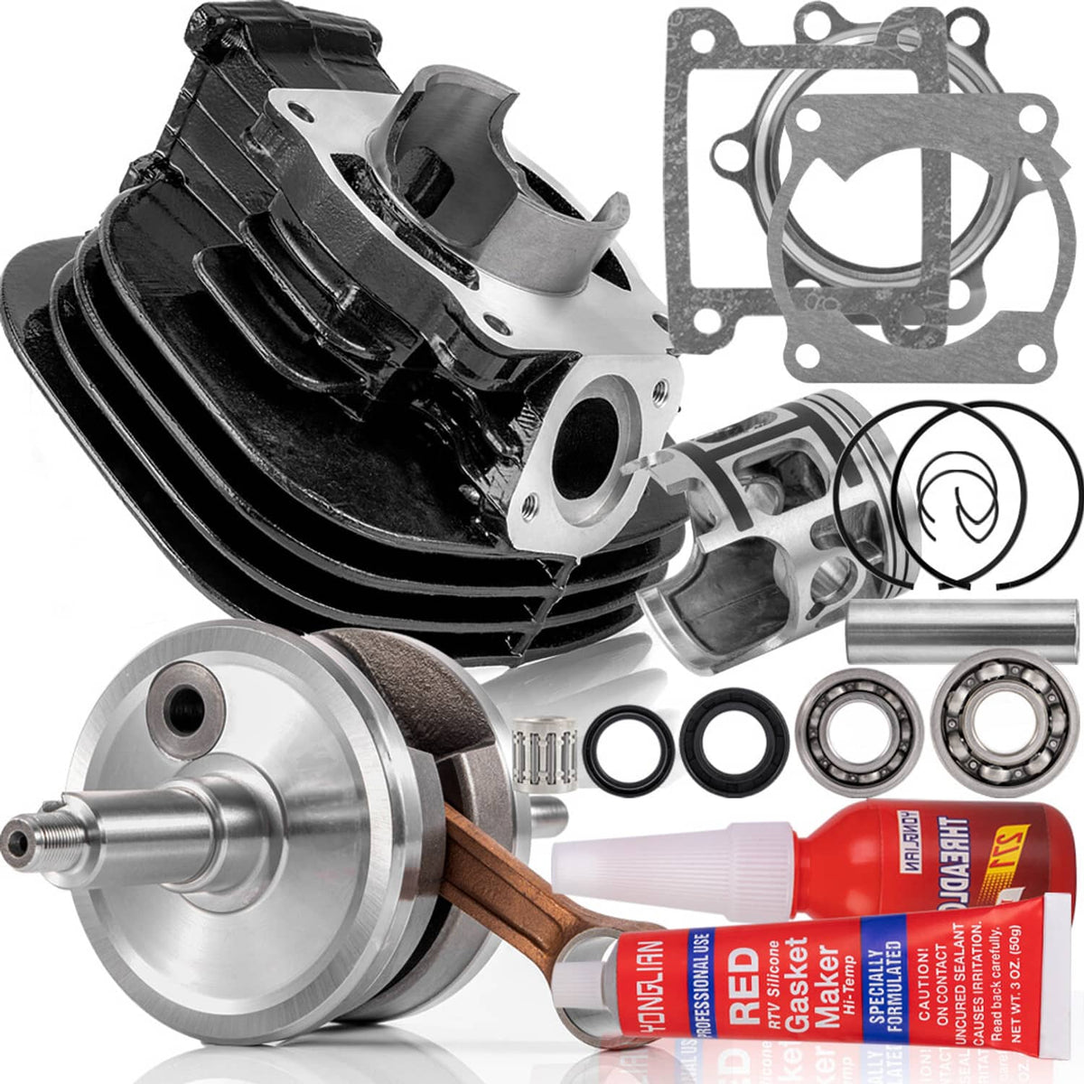 Solidspare Cylinder Piston Crank Motor Rebuild Gasket Kit for Yamaha Blaster 200 1988-06