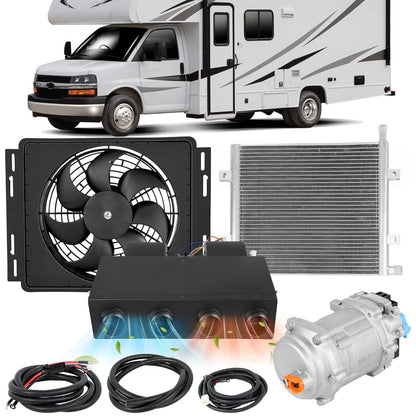Solidspare 12V Electric Cool & Heat Universal Underdash Air Conditioner DC Auto Car A/C 63A