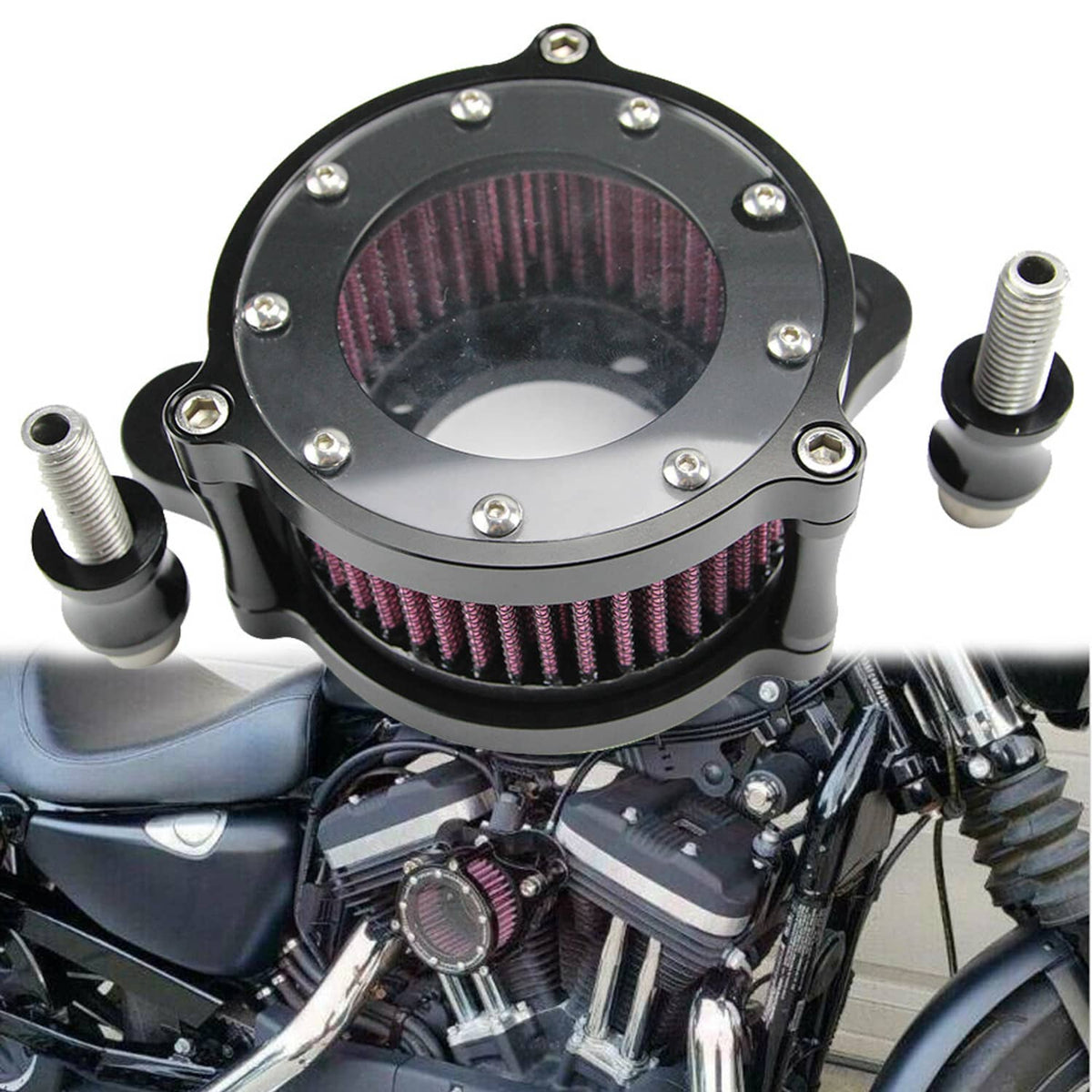 Solidspare Lucency Air Cleaner Intake Filter Systems For Harley Sportster XL 883 1200 04-17