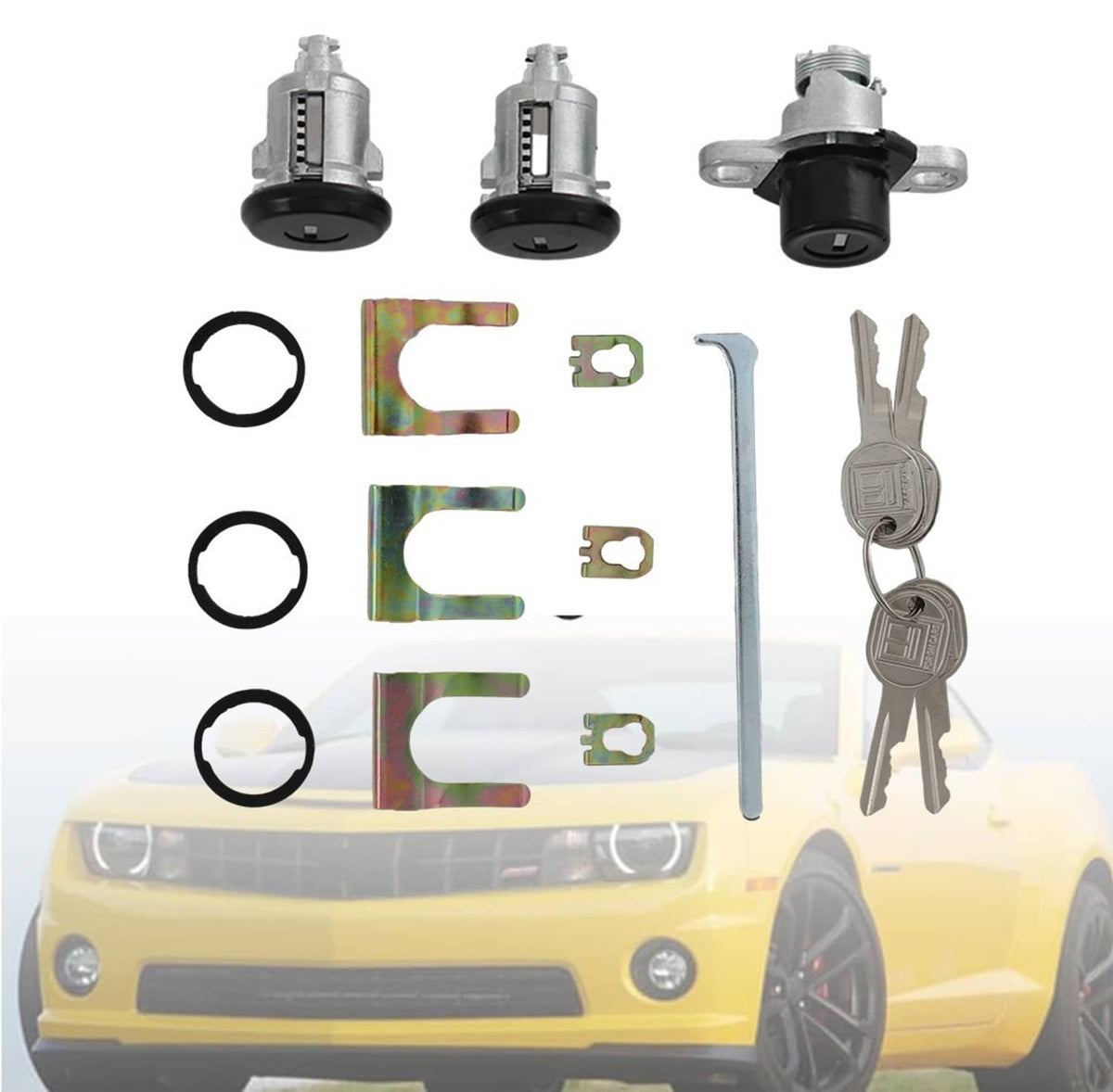 Solidspare Black Doors & Hatch Lock Cylinder Set PY472 For 1993-2002 Camaro Firebird