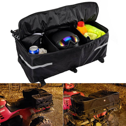 Solidspare Black Rear Rack Back Seat Storage Pack Luggage Bag w/Cushion Pad Padded ATV Part