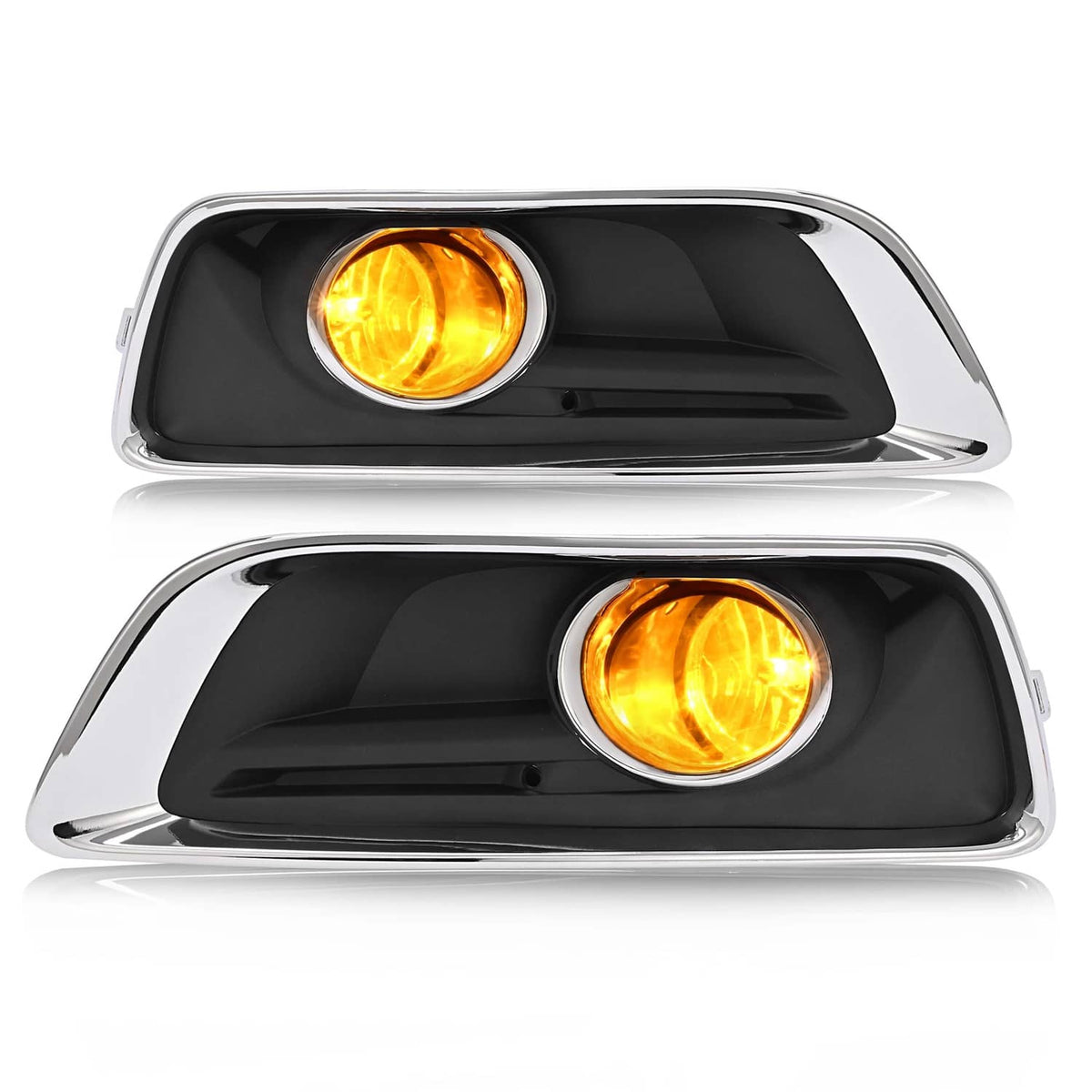 Solid Spare Front Bumper Fog Light Lamp w/Bezel Chrome Trim Set For Chevy Malibu 2013-2015