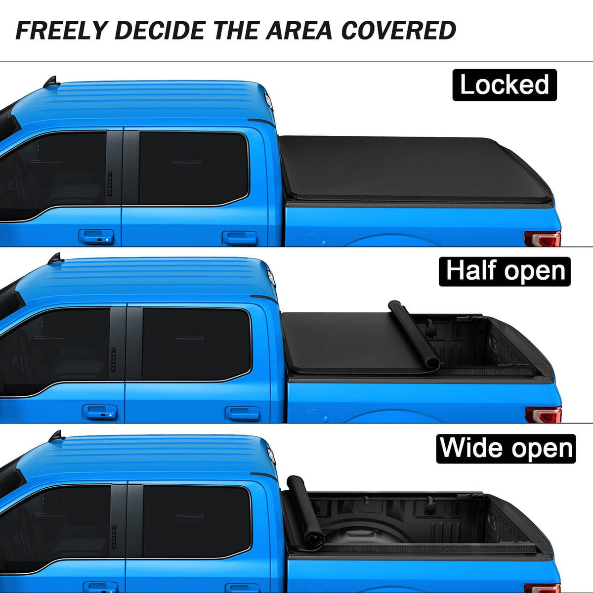 Solidspare 8FT Soft Roll-Up Tonneau Cover Truck Bed For F250 F350 F450 Super Duty 1999-2024