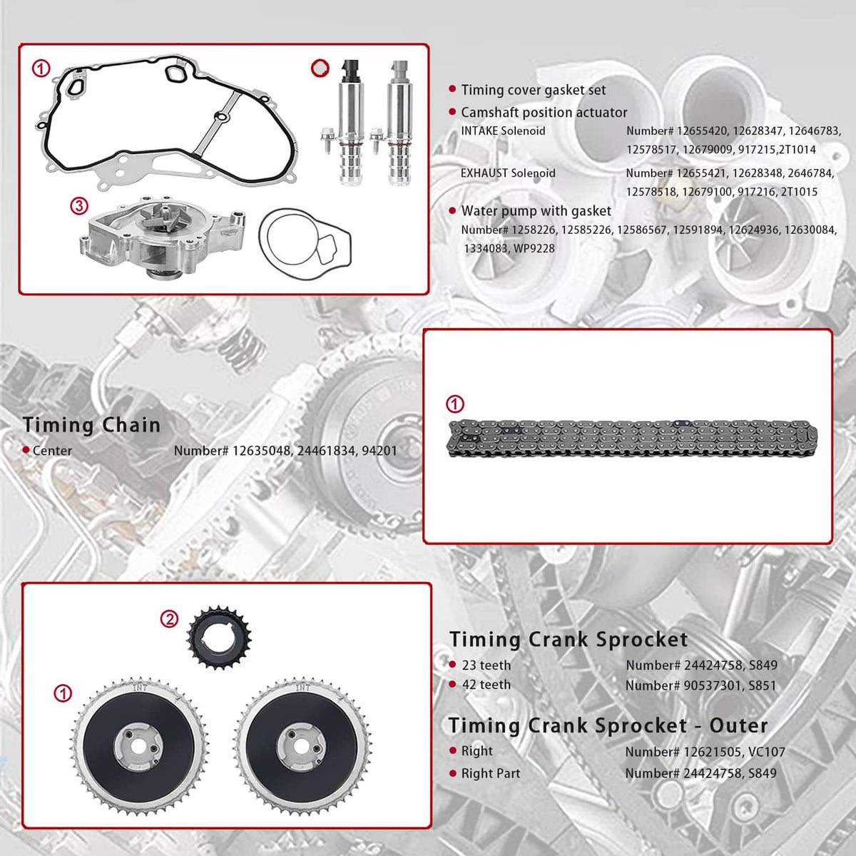 Solidspare Timing Chain Kit with Water Pump For 2009-2017 Buick Chevrolet Gmc Pontiac 2.4L