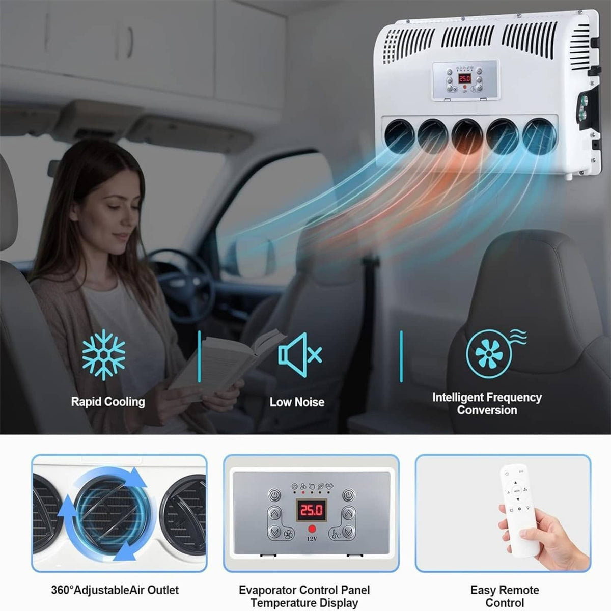 Solidspare 12V 11000 BTU Truck Air Conditioner Split AC For Semi Trucks Bus RV Caravan US