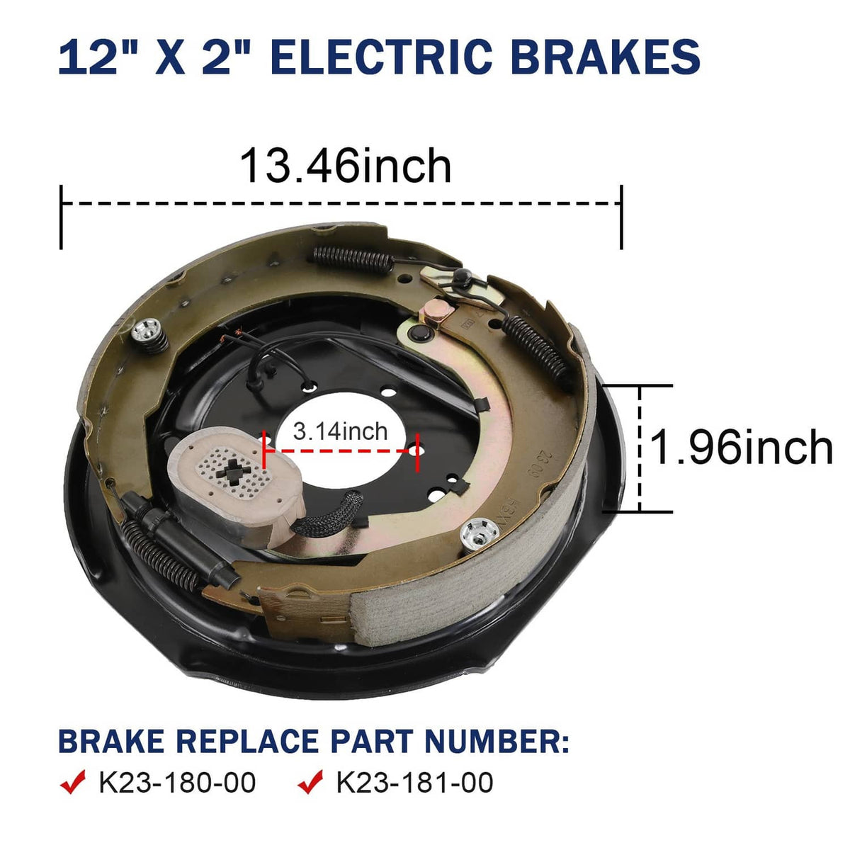 Solidspare 8 on 6.5" Bolt Circle Hub Drum Kits w/ 12" x 2" LH&RH Electric Brake for 7000lbs