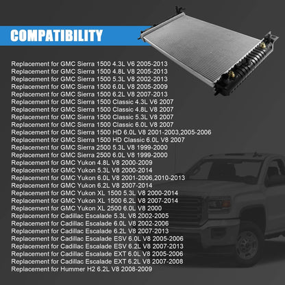 Solidspare 34 Inch Core Radiator For Chevy Silverado Suburban Cadillac Avalanche Escalade