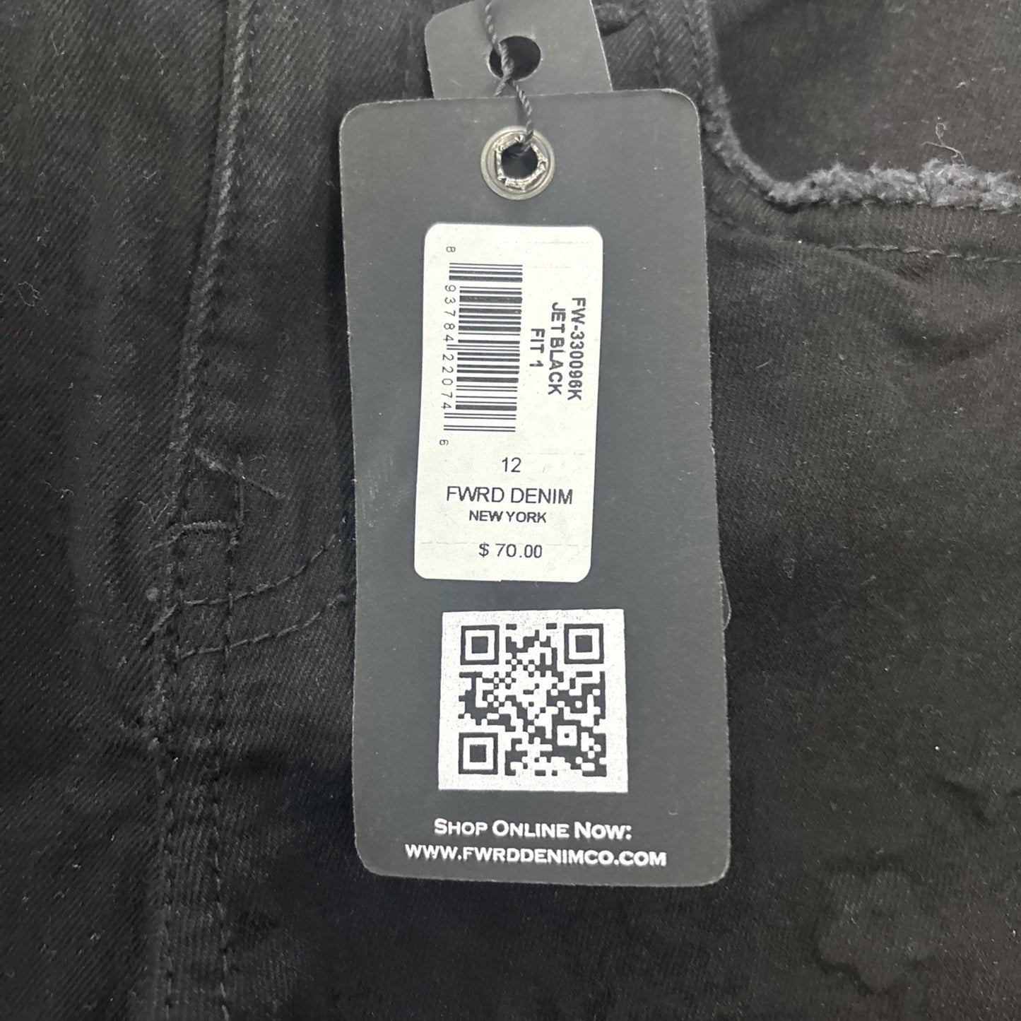 Kids FWRD DENIM & CO. Denim Jean - Jet Black Sz 12 Fit 1 Slim New with Tag