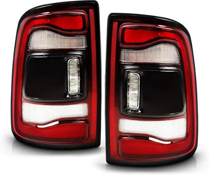 Solidspare 2Pcs LED Tail Lights w/Blind Spot For 2019-2024 Dodge RAM 2500 3500 Black Bezel