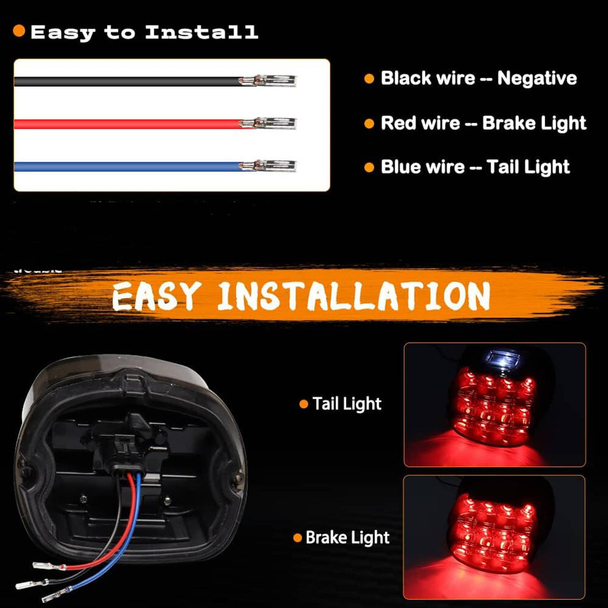 Solidspare Led Rear Tail Light Brake Smoke for Harley Touring Glide Dyna Softail Sportster