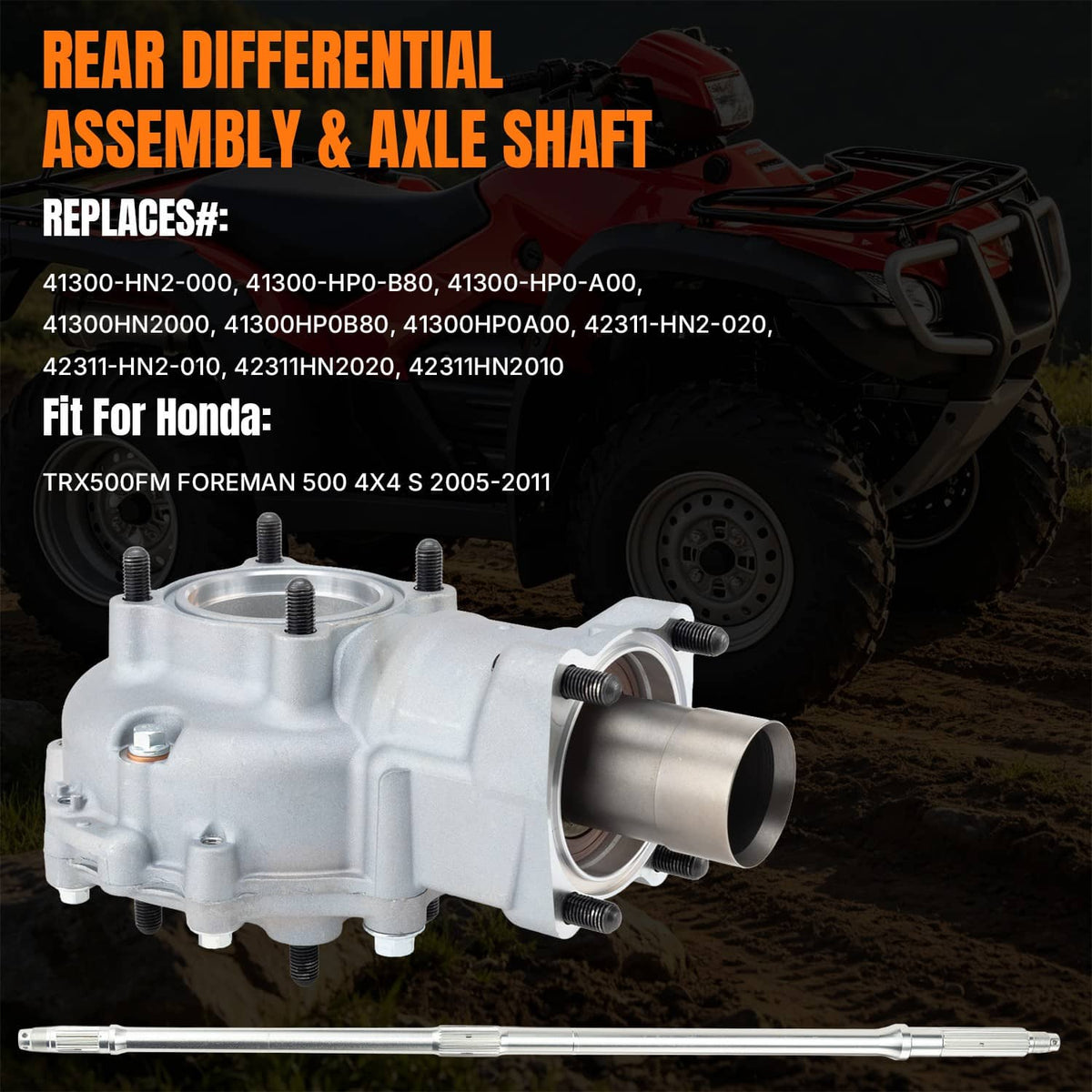 Solidspare For Honda TRX500 41300-HN2-000 42311-HN2-020 Complete Rear Differential w/ Axle