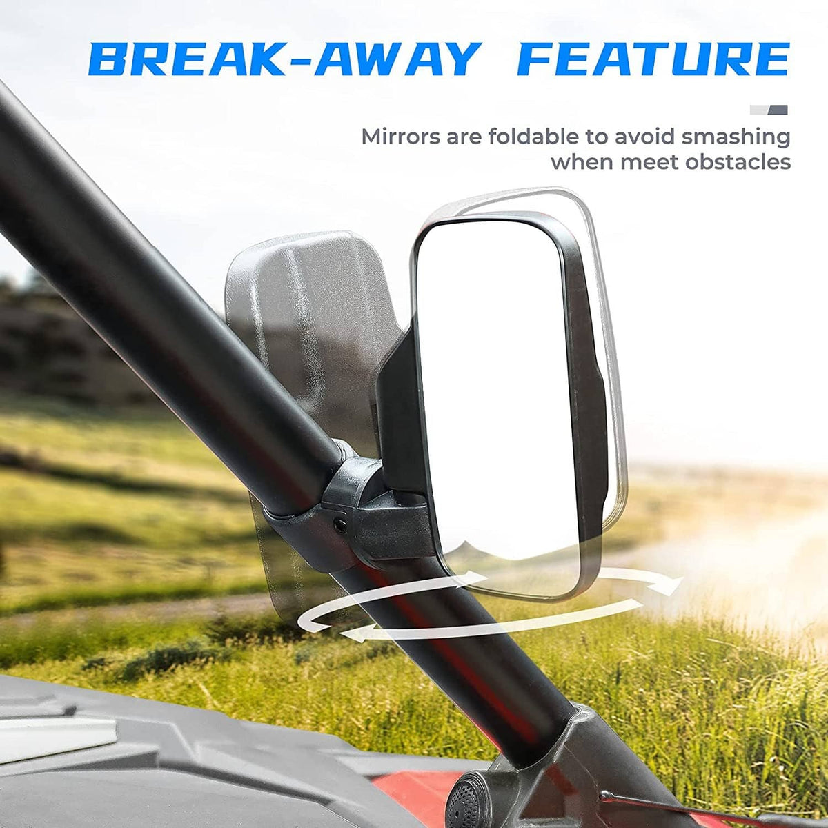 Solidspare 1 Pair UTV Rearview Side Mirrors 1.75" 2" For Polaris RZR Ranger Yamaha YXZ1000R