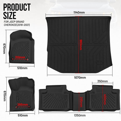 Solidspare For 2013-2024 Toyota 4Runner Floor Mats w/ Cargo Liner All Weather TPE 3D Molded