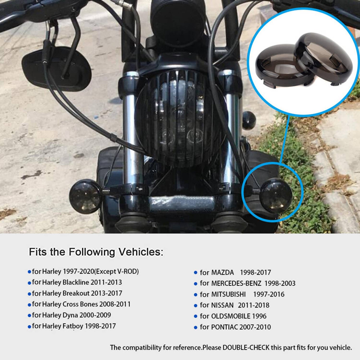 Solidspare 4 pcs Smoked Turn Signal Light Lens Covers For Harley Touring Electra Road Glide