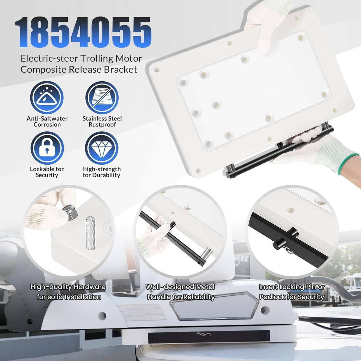 Solidspare 1854055 RTA-55 Quick Release Bracket, Fit for Minn Kota Quest Motors, White