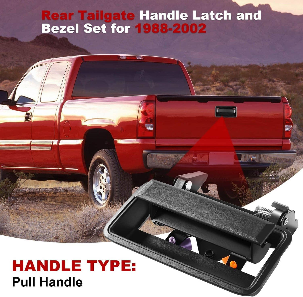 Solidspare Black Tailgate Handle & Bezel for Chevy GMC CK 1500 2500 3500 Pickup Truck NEW